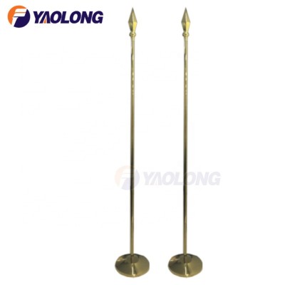 2.6m hot sell golden/silver important meeting reception flag pole and stand indoor