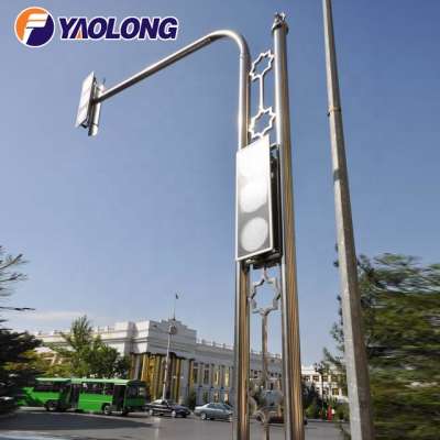 mirror polish finished stainless steel led traffic light pole/traffic signal light pole