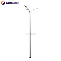 airport aluminium classical 11 meter curved arm round tapered street light pole base design